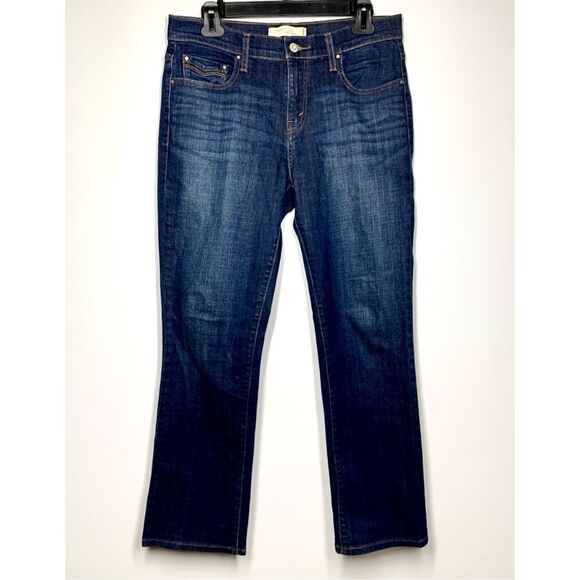 Levi’s 505 Straight Leg High Rise Jeans Dark Wash Button Flap Pockets Women 8 M - Picture 1 of 3